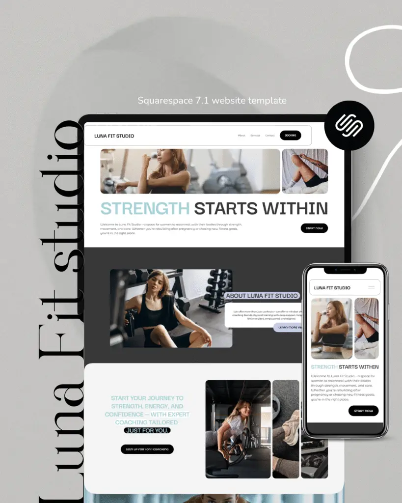 Luna Fit Studio a template for personal coaches, fitness coaches by Bloomspace