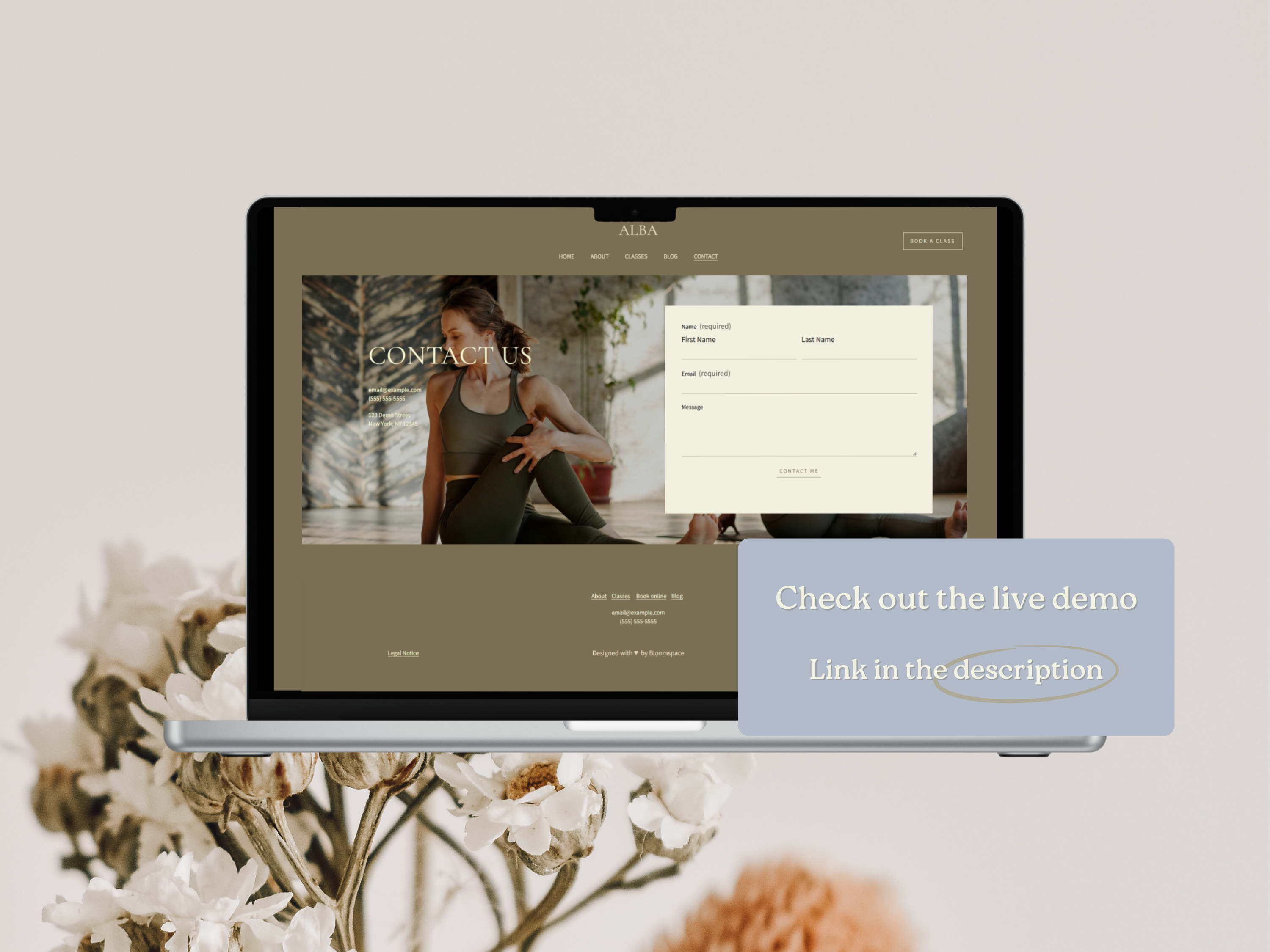 Alba | Squarespace Template for Yoga & Pilates Instructors – Warm Earthy Wellness Website Design, Minimal Coaching Template by Bloomspace