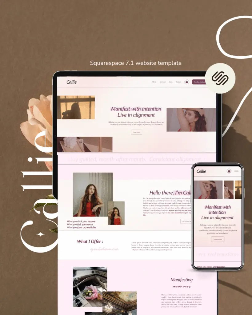 Wellness coach / Manifestation coach website template by Bloomspace