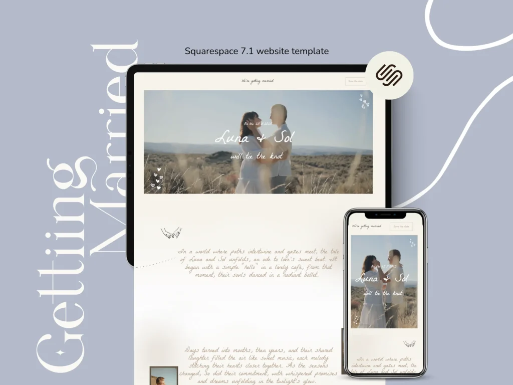 We Are Getting Married | Squarespace Wedding RSVP Template – Boho Wedding Website with Gallery, Details & Dress Code Info