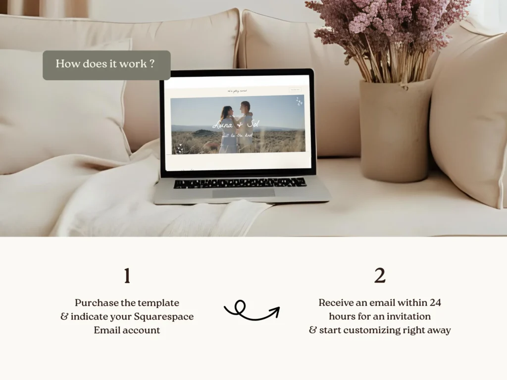 We Are Getting Married | Squarespace Wedding RSVP Template – Boho Wedding Website with Gallery, Details & Dress Code Info
