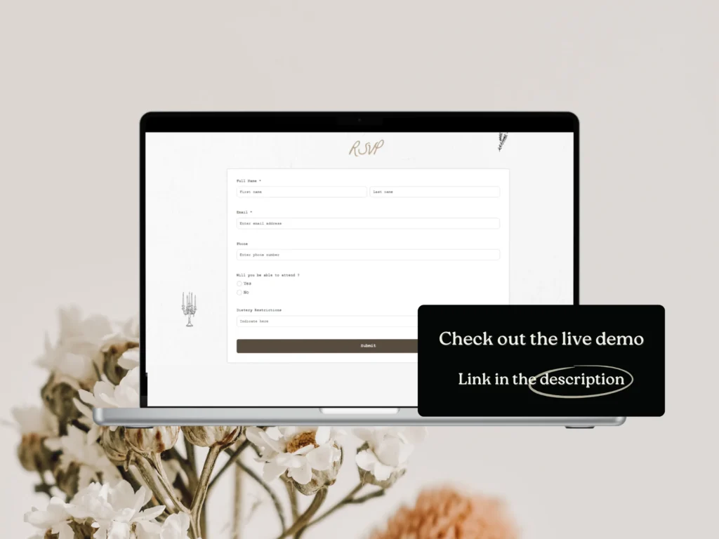 We Are Getting Married | Squarespace Wedding RSVP Template – Boho Wedding Website with Gallery, Details & Dress Code Info
