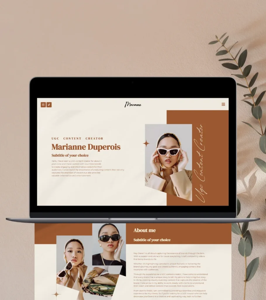 Marianne • UGC Portfolio Template, UGC Website Elementor Template Kit