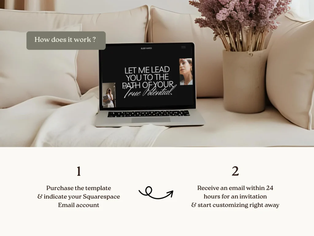 Ruby Hayes | Squarespace Template for Online Coaches – Dark Feminine Website Design, Elegant Minimalist Course & Digital Product Website