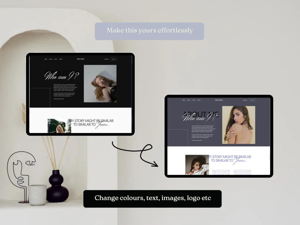Ruby Hayes | Squarespace Template for Online Coaches – Dark Feminine Website Design, Elegant Minimalist Course & Digital Product Website