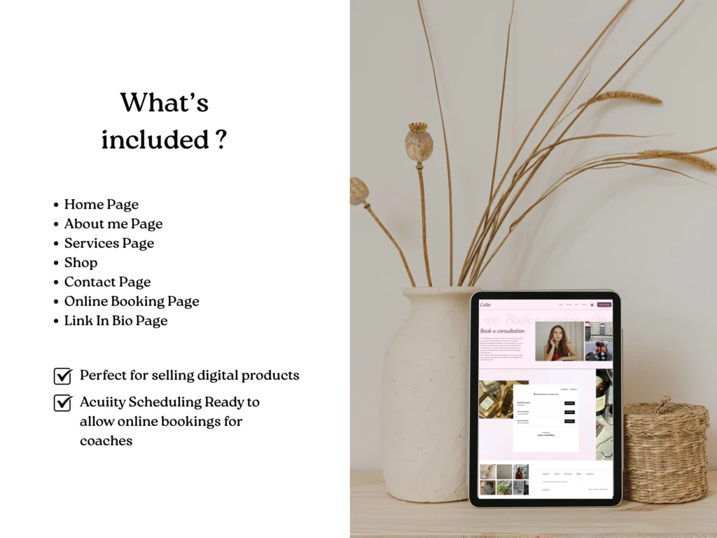 Callie by Bloomspace A Squarespace Template for Manifestation Coaches – Light Pink Feminine Website, Digital Product & Blog Design