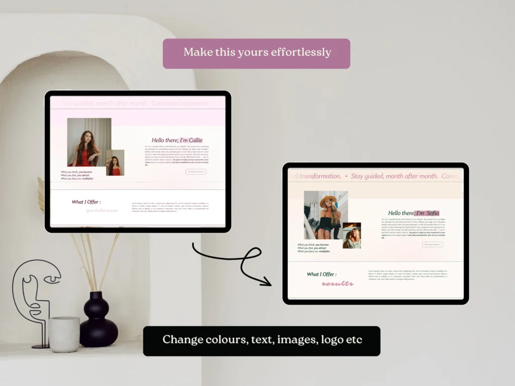 Callie by Bloomspace A Squarespace Template for Manifestation Coaches – Light Pink Feminine Website, Digital Product & Blog Design
