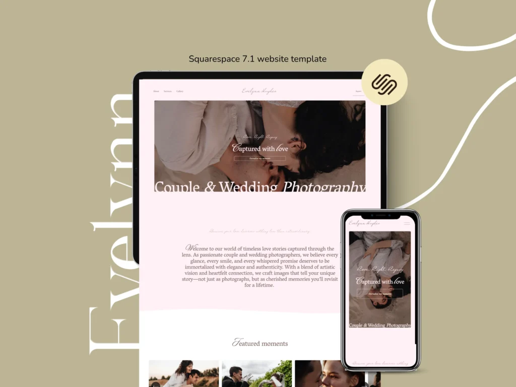 Evelynn Hughes | Squarespace Template for Wedding Photographers – Minimal Website with Plum & Sand Tones by Bloomspace