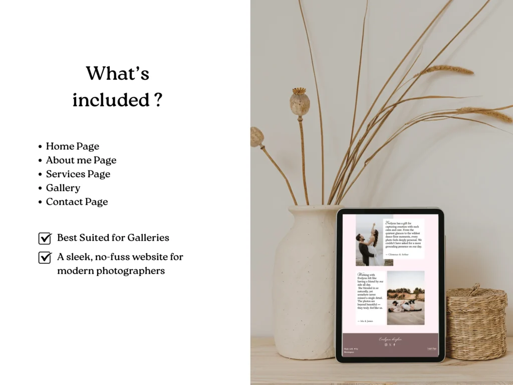 Evelynn Hughes | Squarespace Template for Wedding Photographers – Minimal Website with Plum & Sand Tones by Bloomspace