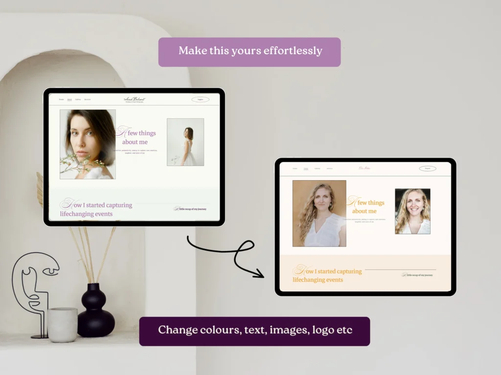 Sarah Belmont | Elegant Squarespace Template for Wedding Photographers – Luxury Website Design with Client Gallery Pages
