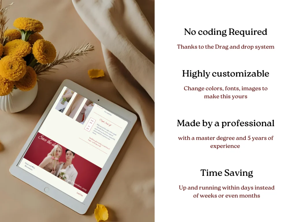This Is Our Day by Bloomspace | Glamorous One-Page Wedding Website Template – Squarespace RSVP Design with Bold Red Romantic Style