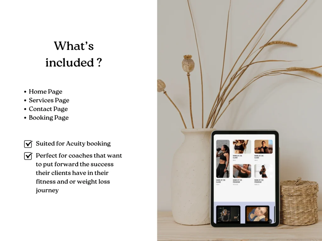 Luna Fit Studio | Squarespace Template for Fitness Coaches and Personal trainers Modern Website with Booking & Workout Program Pages
