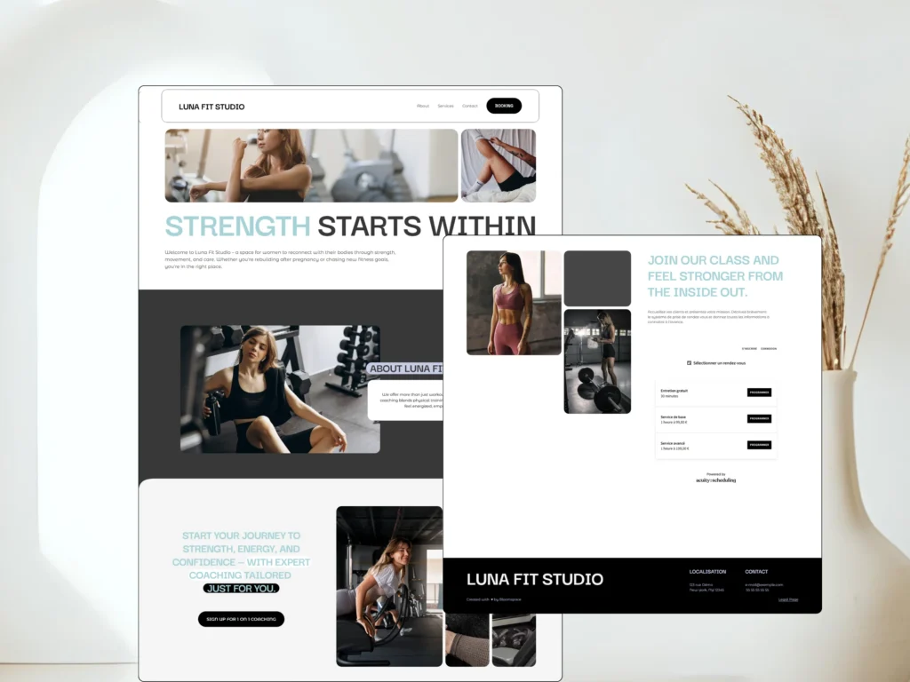 Luna Fit Studio | Squarespace Template for Fitness Coaches and Personal trainers Modern Website with Booking & Workout Program Pages