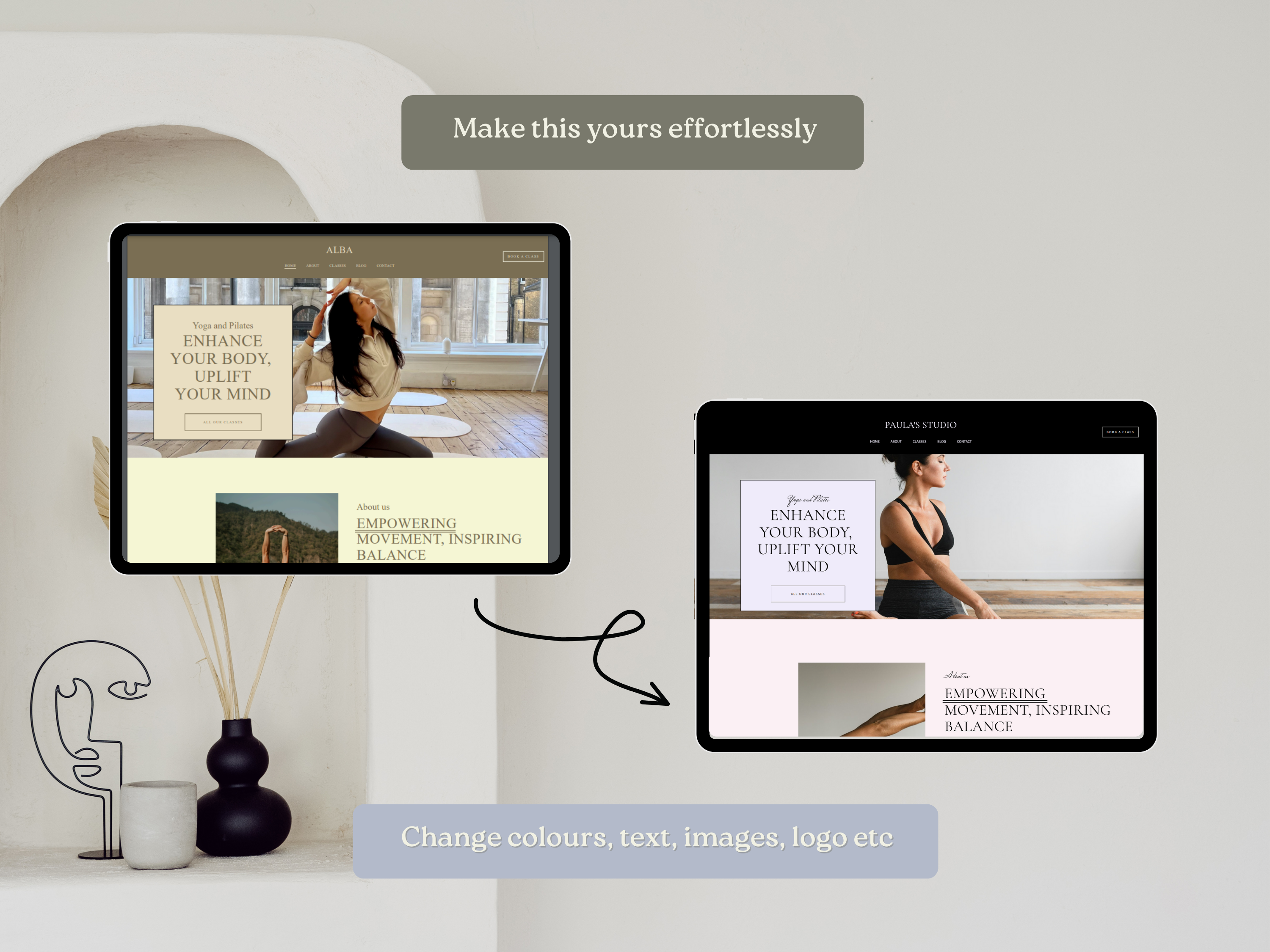 Alba | Squarespace Template for Yoga & Pilates Instructors – Warm Earthy Wellness Website Design, Minimal Coaching Template by Bloomspace