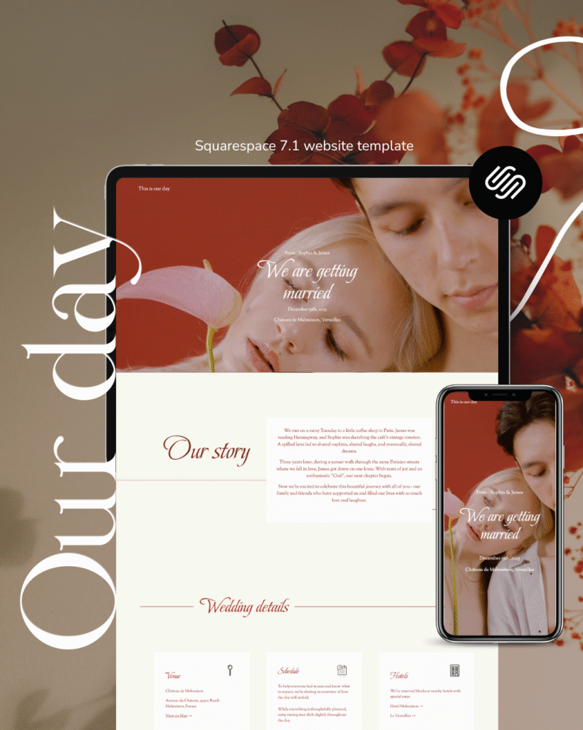 Our Day A premium Wedding Website template by Bloomspace