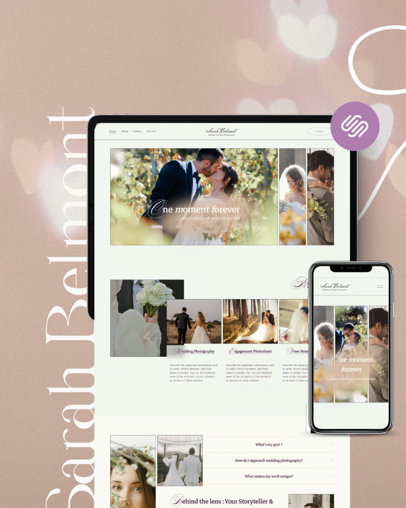 Sarah Belmont A wedding photographer Website Template